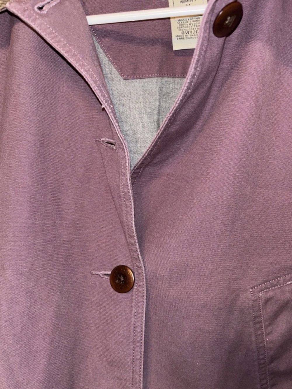 L.L. Bean Women's Plum Utility Jacket with Brown Corduroy Collar - Picture 4 of 6
